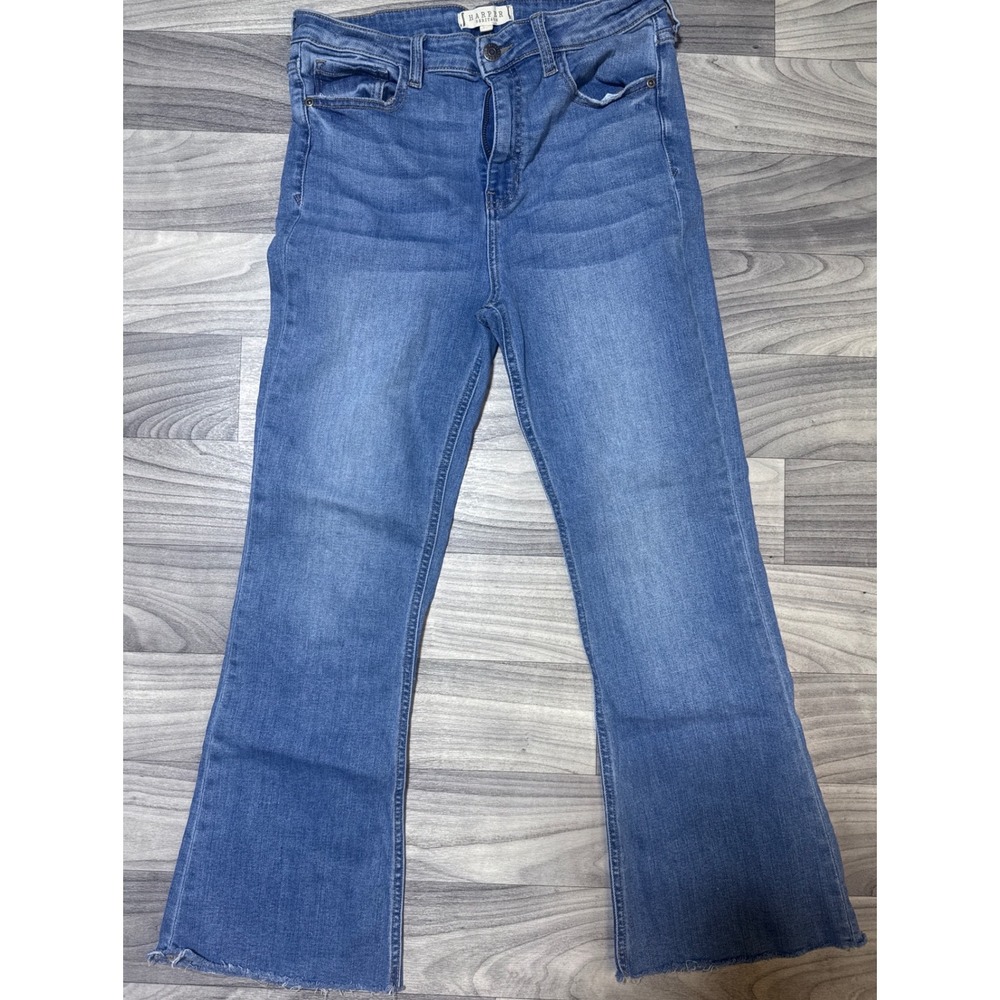 Harper Heritage Blue Jeans High Rise Kick Crop Raw Hem Womens Size 29
